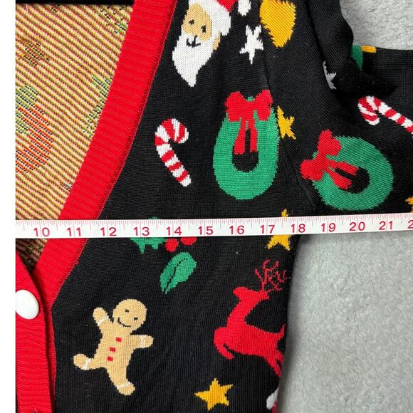Tipsy Elves Ugly Christmas Sweater V-Neck Cardigan Unisex Size M Holiday Parties - Picture 3 of 7